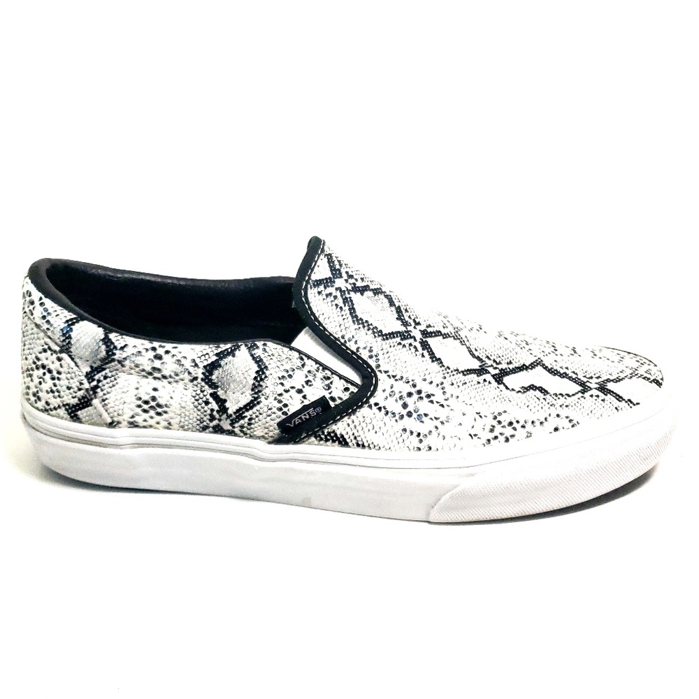 Vans Classic Slip On Shoes Silver Snake Print